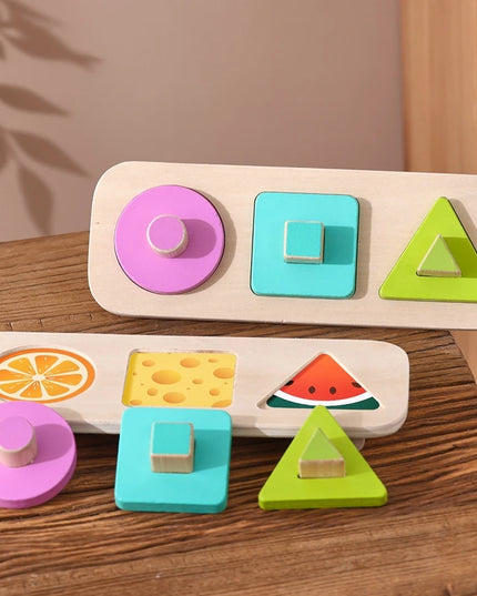 Montessori Wood Toys 0-12Months Baby Colorful Geometry Grasping Board Toys Newborn Sensory Touch Shape Recognition Game Toy Gift
