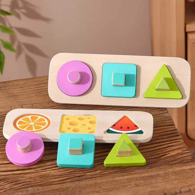 Montessori Wood Toys 0-12Months Baby Colorful Geometry Grasping Board Toys Newborn Sensory Touch Shape Recognition Game Toy Gift