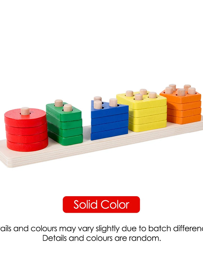 Montessori Wood Toys for Kids Wooden Sorting Stacking Toys for Baby Toddlers Educational Shape Color Sorter Preschool Kids Gifts