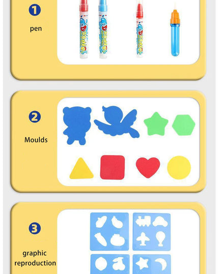 80x80CM Magic Water Drawing Mat Coloring Doodle Mat Montessori Painting Board Painting Pad Magic Pens Kids Educational Toy Gifts