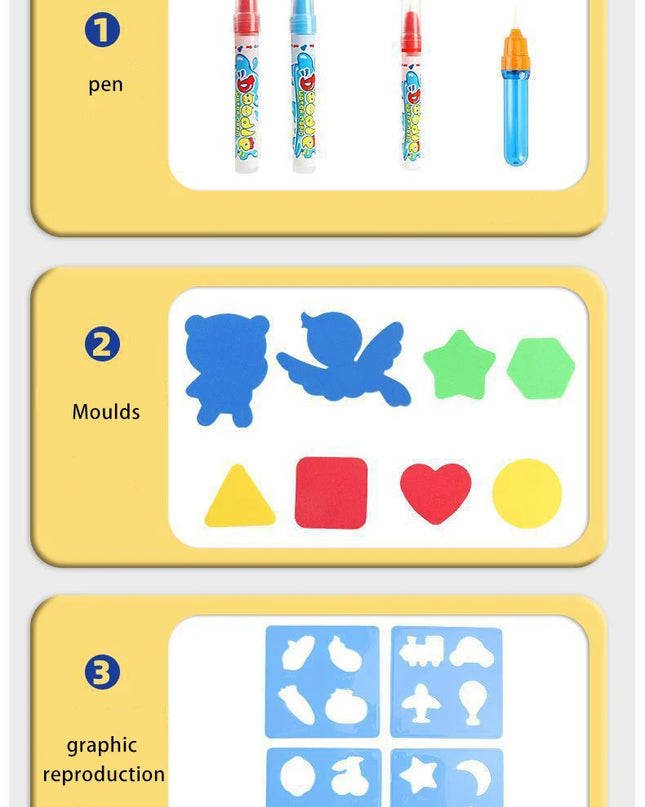 80x80CM Magic Water Drawing Mat Coloring Doodle Mat Montessori Painting Board Painting Pad Magic Pens Kids Educational Toy Gifts