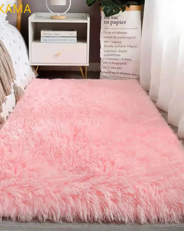 VIKAMA Silk wool Solid Colour Living Room Bedroom Bedside Sofa Soft Mat Home Light Luxury Non-slip Dirty Resistant Washable Rug