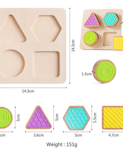 Montessori Wood Toys 0-12Months Baby Colorful Geometry Grasping Board Toys Newborn Sensory Touch Shape Recognition Game Toy Gift