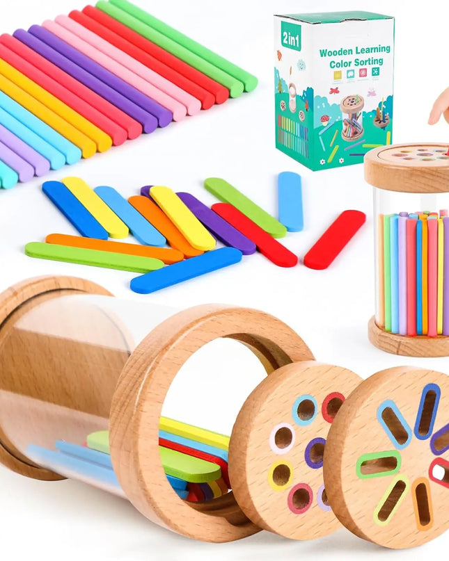 Montessori Toys Wooden Color Sorting Toys Fine Motor Skills Sensory Matching Games Educational Kid Toys For 1-3 Year Old 3+ Gift