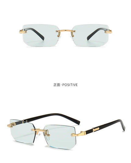 Rimless Sunglasses Rectangle Fashion Popular Women Men Shades Small Square Sun Glasses For Female Male Summer Traveling Oculos