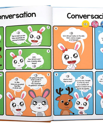Montessori Spanish English Language Learning Machine Electronic Reading Books Toddler Baby Educational Toys Multifunction Ebook