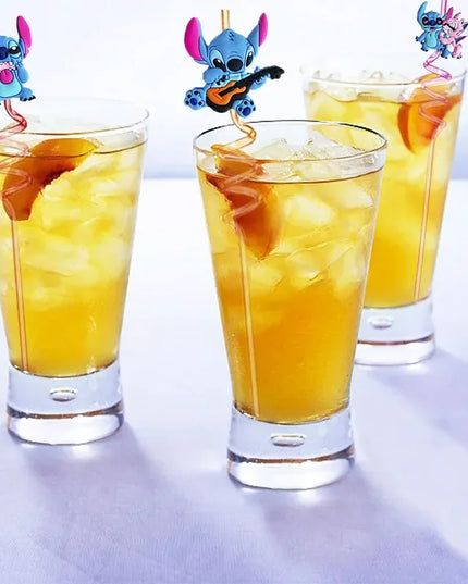 Cartoon Stitch Series Curved Straw Ice Cream Straw Soft Rubber Environmentally Friend Material Food Grade Artistic Design Straw