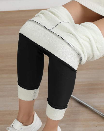 Autumn Winter Warm Fleece Women Leggings Velvet Thicken High Waist Tights Elastic Slim Solid Color Leggings Prevent Cold Tights