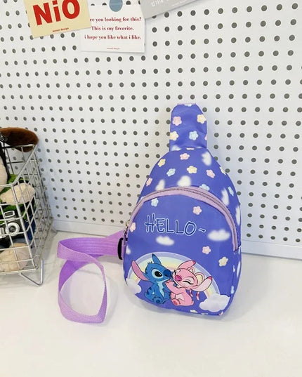 Cartoon Mini Stitch & Angel Sling Chest Bag Anime Crossbody Storage Bag Shoulder Bag Coin Purse Halloween Christmas party gift
