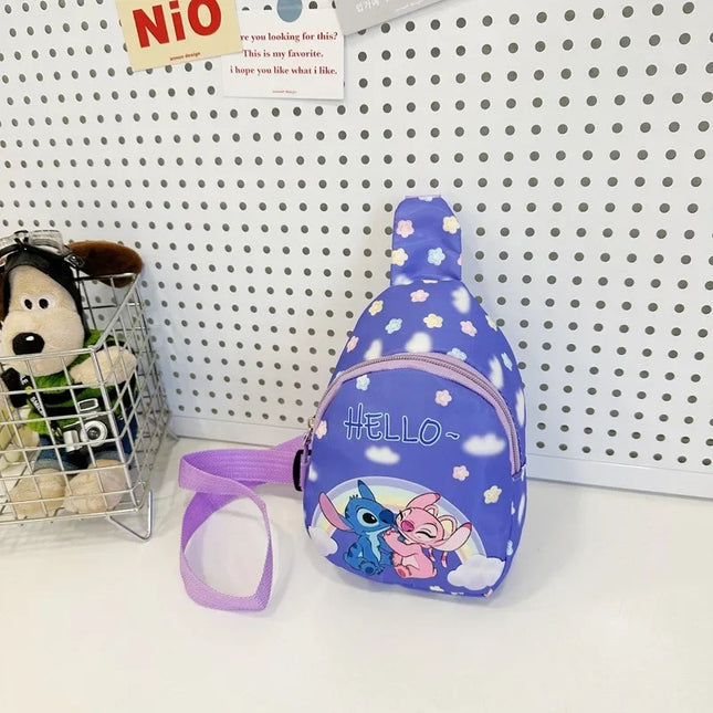 Cartoon Mini Stitch & Angel Sling Chest Bag Anime Crossbody Storage Bag Shoulder Bag Coin Purse Halloween Christmas party gift