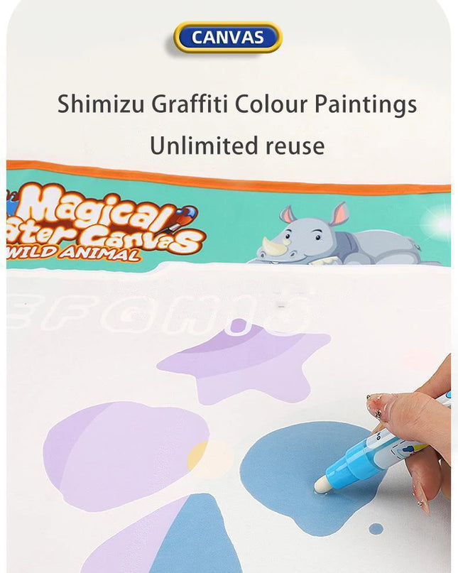 80x80CM Magic Water Drawing Mat Coloring Doodle Mat Montessori Painting Board Painting Pad Magic Pens Kids Educational Toy Gifts