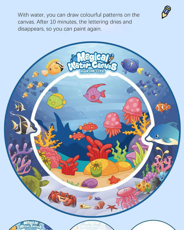 80x80CM Magic Water Drawing Mat Coloring Doodle Mat Montessori Painting Board Painting Pad Magic Pens Kids Educational Toy Gifts