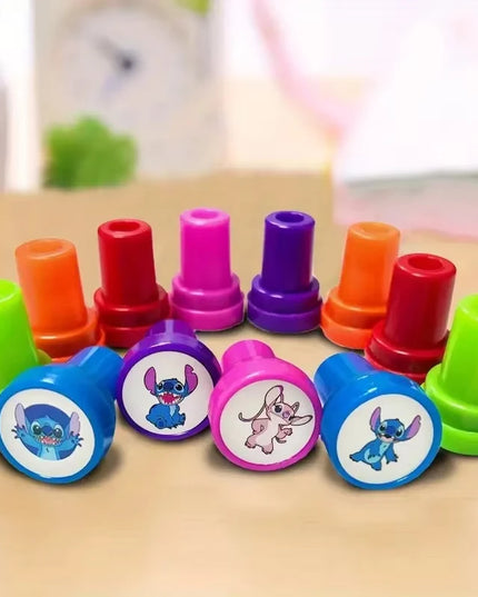 12PCS Cartoon Lilo & Stitch Seal Gift Stitch Cartoon Pattern Seal Kindergarten Rewards Stamps Christmas Gift