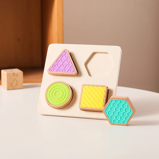 Montessori Wood Toys 0-12Months Baby Colorful Geometry Grasping Board Toys Newborn Sensory Touch Shape Recognition Game Toy Gift
