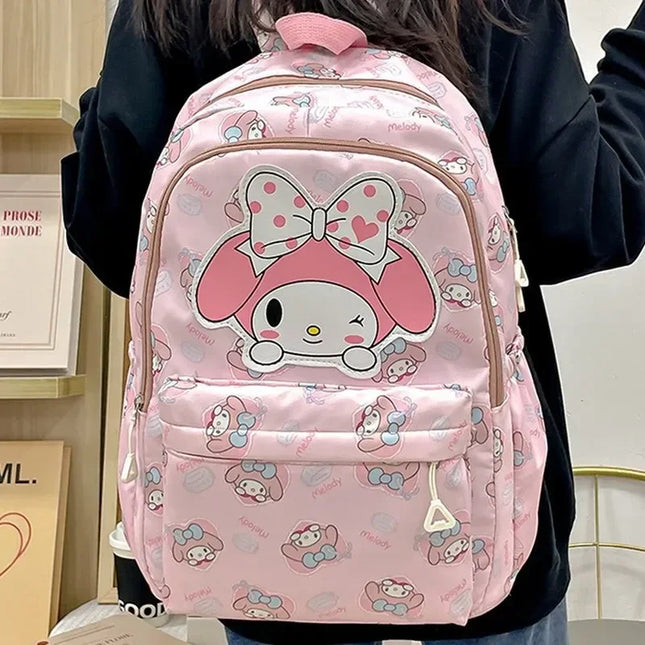 Sanrio Backpack For Kids Cartoon Hello Kitty Kuromi Bookbag Student Teenager Girl Boy Nylon Shoulders Bag Schoolbag Kawaii Bags