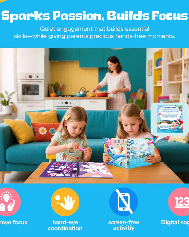 Montessori Sticker Book By Number For Kids Ages 3-8, Educational Busy Puzzle Book With Story, Creative Toys For Toddlers Gift