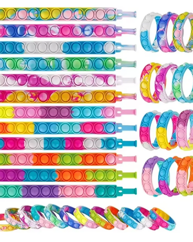 Fidget Toys Pop Bracelet Party Favors Bubble Bracelets Push Poping Sensory Stress Reliever Toys for Kids Children Gifts