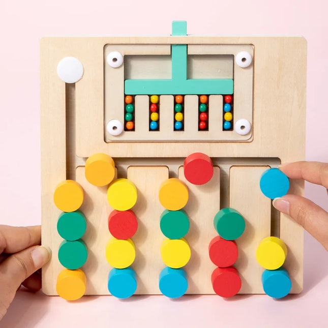 Montessori Wooden Color Matching Puzzles, Logic Game,Thinking Training Enlightenment Hand-eye Coordination Early Educational Toy