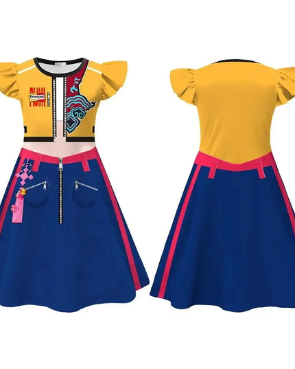 Kids Zoey Mira Rumi Demon Cosplay Costume Girls Huntrix Flying Sleeve Dress For Halloween K-Pop Idol Hunters Role Play Outfits