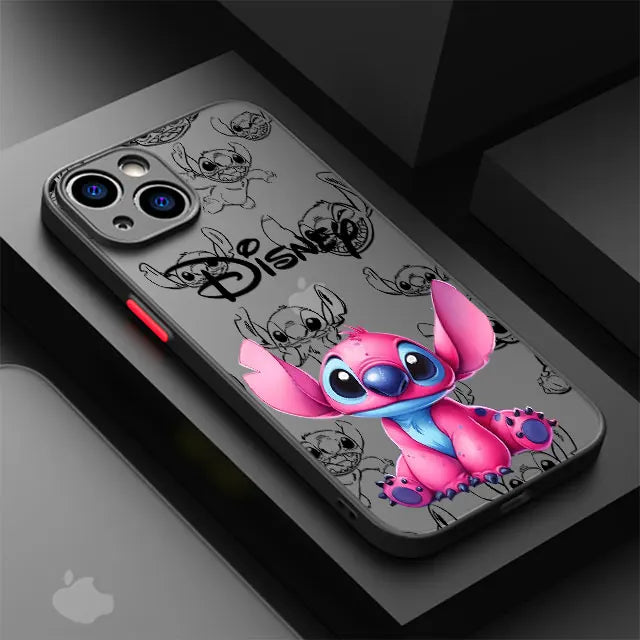 Shockproof Case For Apple iPhone 11 13 15 14 16 Pro Max 12 Mini 7 8 Plus XR X XS Matte Funda Phone Cover Cute Cartoon Stitch