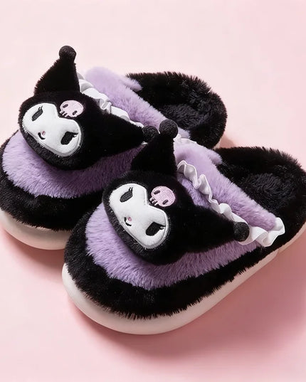 Anime Cartoon Kawaii Hello Kitty My Melody Cinnamoroll Kuromi Slippers Cute Home Thick-Soled Plush Slippers Girls Surprise Gift