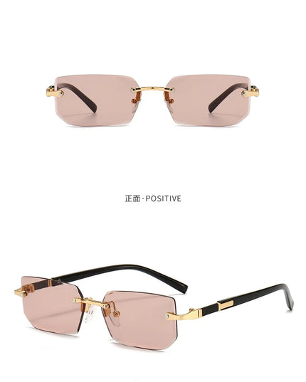Rimless Sunglasses Rectangle Fashion Popular Women Men Shades Small Square Sun Glasses For Female Male Summer Traveling Oculos