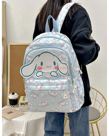 Sanrio Backpack For Kids Cartoon Hello Kitty Kuromi Bookbag Student Teenager Girl Boy Nylon Shoulders Bag Schoolbag Kawaii Bags
