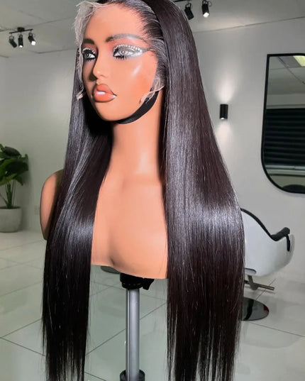 13X4 Lace Frontal Wig Synthetic Long Soft Straight Prepluck Hairline Baby Hair Cosplay Daily Party Layered Glueless Black Color