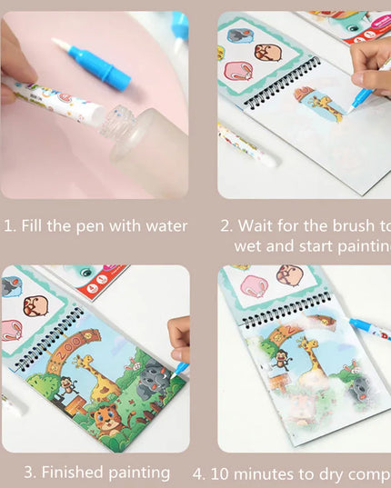 Magic Water Drawing Book - Reusable Montessori Toddler Toy, Mess-Free Painting for Early Education