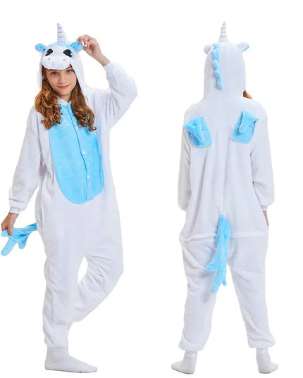Kigurumi Children Unicorn Panda Animal Flannel Pajamas Set Kids Baby Cartoon Onesies Girls Boys Christmas Party Cosplay Costumes