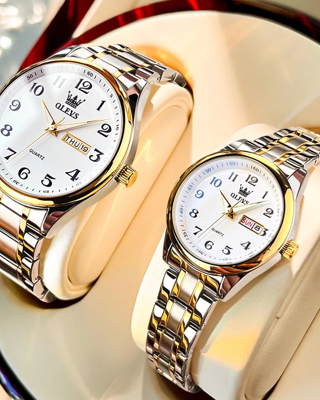 OLEVS 5567 Couple Watches Waterproof Luminous Wristwatch for Lover Date Men‘s and Women's Wristwatch Simple Fashion