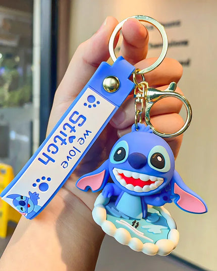 New Anime Disney Keychain Cartoon Mickey Mouse Minnie Lilo & Stitch Cute Doll Keyring Ornament Key Chain Pendant Kids Toys Gifts