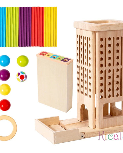 Montessori Game Wooden Stick Tower Toy With Sticks Dice Motor Skills Development Stick Counting Math Educational Toy For Kids