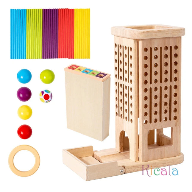 Montessori Game Wooden Stick Tower Toy With Sticks Dice Motor Skills Development Stick Counting Math Educational Toy For Kids