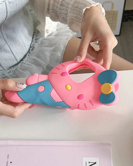 Cute Cartoon Sanrio Hello Kitty Phone Case For iPhone 16 15 14 13 12 11 Pro Max Shockproof 3D Stereoscopic Soft Silicone Cover