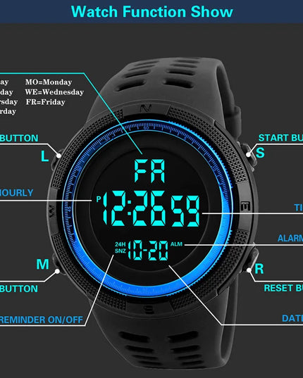 Electronic Watch For Mens Military Sports Watches Luminous Multifunction LED Digital Wristwatch for man kids Boy Student Teen