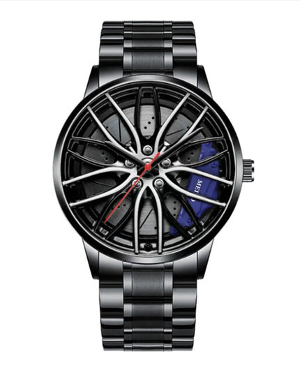 Car Watches For Men,Waterproof Stainless Steel Quartz Wrist Watch Sports Men’s Watches With Car Wheel Rim Hub Design