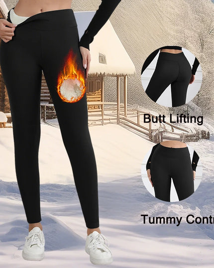 Autumn Winter Warm Fleece Women Leggings Velvet Thicken High Waist Tights Elastic Slim Solid Color Leggings Prevent Cold Tights