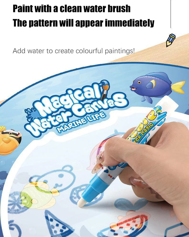 80x80CM Magic Water Drawing Mat Coloring Doodle Mat Montessori Painting Board Painting Pad Magic Pens Kids Educational Toy Gifts