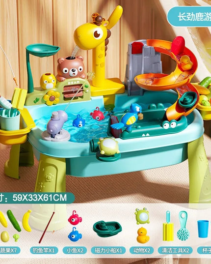 Children's kitchen toys electric fun water play water wash basin fishing dishwashing home role-playing baby early education toy