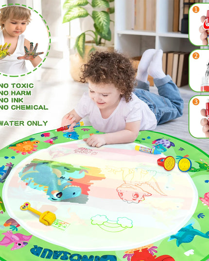 No Mess Magic Water Drawing Mat Doodle Board Reusable Educational Toy with Pens & Stamps, Gift for Toddler Boys Girls