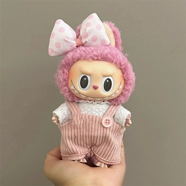 Suitable for 17cm Labubu Clothes Cute Overalls Skirt Suit V1 V2 V3 DIY Clothing Accessories Creative Children's Toy Gifts