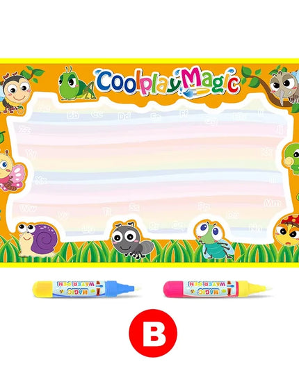 Animal Themes Rainbow Water Drawing Mat with 2 Pens Kids Water Doodle Mat Coloring Books Water Painting Rug Xmas Gift for Kids
