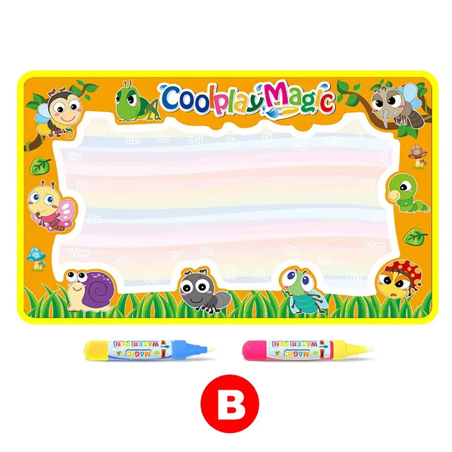 Animal Themes Rainbow Water Drawing Mat with 2 Pens Kids Water Doodle Mat Coloring Books Water Painting Rug Xmas Gift for Kids