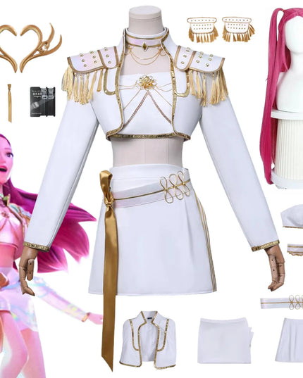 Anime Mira White PU Uniform Cosplay Costume Wig Woman Christmas Halloween Party Clothing