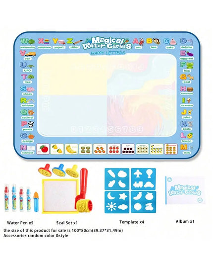 100*80CM Magic Water Doodle Mat for Kids - Reusable Waterproof Drawing Board with Magic Pens, Educational Art Toy for kids