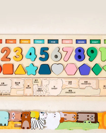 Montessori Wooden Toys Kids Busy Board Shape & Number Matching Digital Shape Educational Toys For Children Gifts