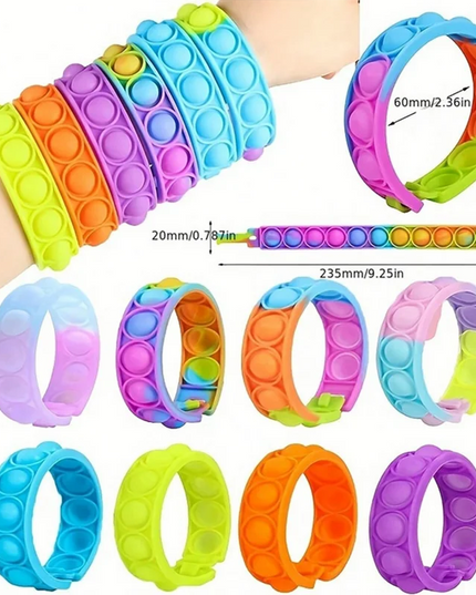 Fidget Toys Pop Bracelet Party Favors Bubble Bracelets Push Poping Sensory Stress Reliever Toys for Kids Children Gifts