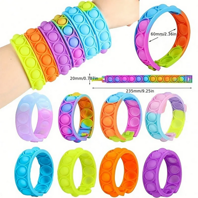 Fidget Toys Pop Bracelet Party Favors Bubble Bracelets Push Poping Sensory Stress Reliever Toys for Kids Children Gifts
