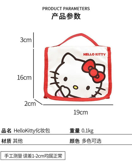 Cute Portable Travel Wash Up Storage Bag Girls Gifts Hello Kitty Kuromi Stitch KT Cat Cartoon Cosmetic Bag For Girl Kawaii Gifts